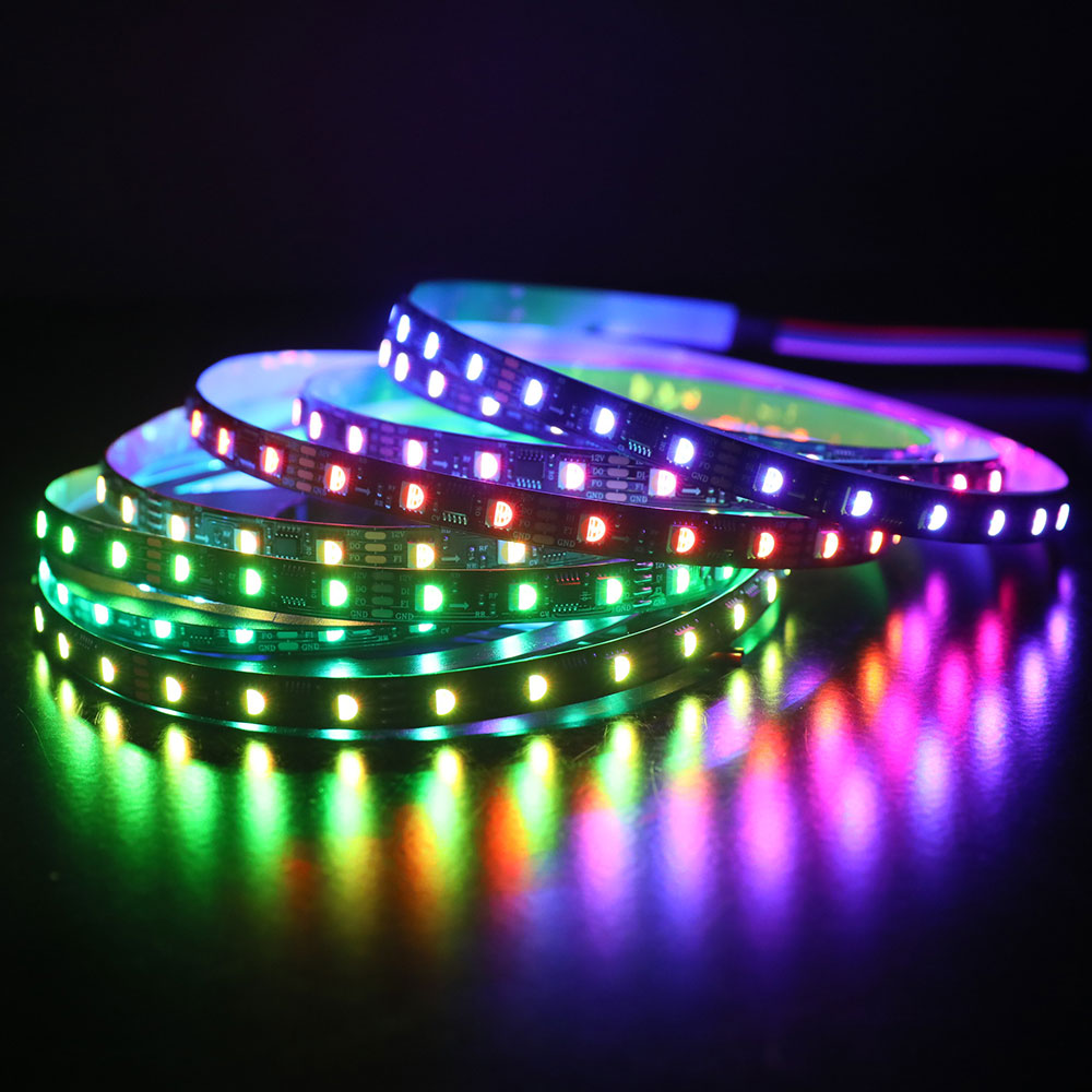 Black PCB SK6812 Dual Data Signal 60LEDs/m Pixel RGB+W LED Strip 16.4ft Black PCB SK6812 Dual Data Signal 60LEDs/m Pixel RGB+W LED Strip 16.4ft